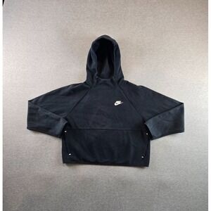 Nike Sportswear Tech Fleece Hoodie Womens Medium Black Cropped Drill Oversized